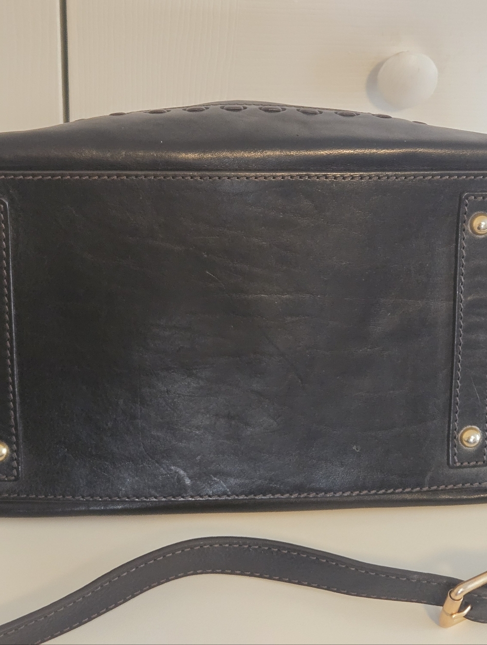 Dooney & Bourke Black Leather Shoulder Satchel with Gold Hardware - Picture 8 of 16